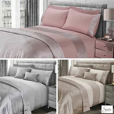£8.99 • Buy Sienna Velvet Glitter Duvet Cover With Pillow Case Set Bedspread Blanket Cushion