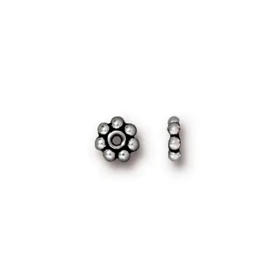 £1.30 • Buy 5mm Daisy Spacer Heishi Beads In Antiqued Silver Plate X 10 Pieces By Tierracast