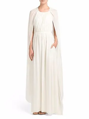 $125 • Buy NWT Rachel Zoe Henrietta In Ecru Silk Chiffon Cape Back Grecian Gown 2 $795