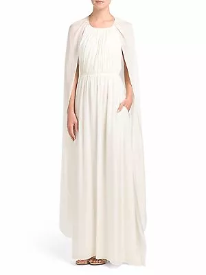 $125 • Buy NWT Rachel Zoe Henrietta In Ecru Silk Chiffon Cape Back Grecian Gown 2 $795