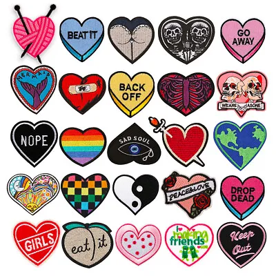 Heart Love Girl Embroidery Sew On Iron On Patch Badge Fabric Applique Craft Gift • £3.11