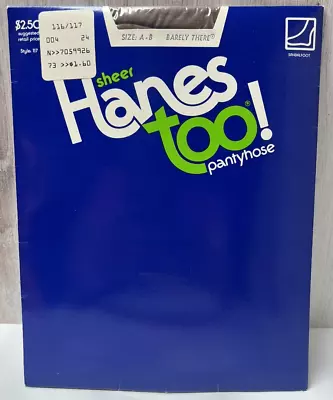 Vintage Sheet Hanes Too! Pantyhose Barely There Size A-B Dated 1982 • $12.87