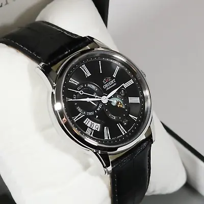 Orient Sun And Moon Black Dial Automatic Men's Watch RA-AK0010B10B • $299.99