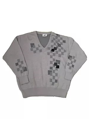 Gabicci Grey Embroidered Vintage Jumper Sweater Made In Italy Wool Blend Large • £22.99