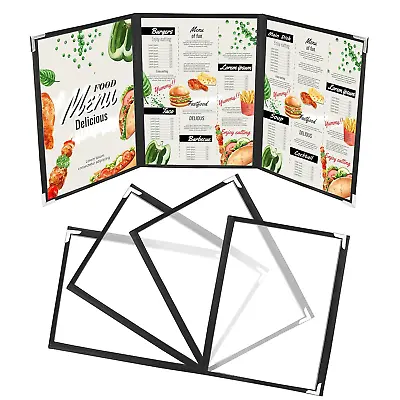 Kurtzy Triple Fold A4 Menu Covers 5 Pack - 3 Fold Double View American Style - - • £28.36