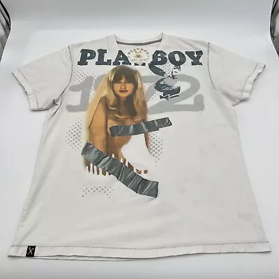 Vintage Cyber Y2K Men's Marc Ecko X Playboy Photographed White V-Neck T-Shirt XL • $39.99