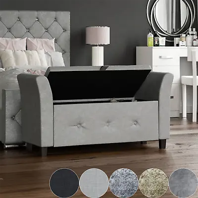 £99.99 • Buy Ottoman Storage Box Trunk Chest Bedding Blanket Large Fabric Bench Pouffe Seat
