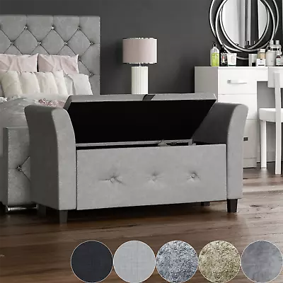 Ottoman Storage Box Trunk Chest Bedding Blanket Large Fabric Bench Pouffe Seat • £99.99