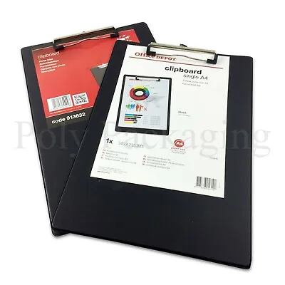 A4 STANDARD CLIPBOARD Any Qty BLACK Solid Folder Paper Holder Filing File • £5.40