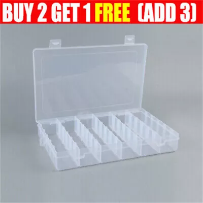 £5.18 • Buy Clear Box Plastic Storage Box Boxes  Compartment Slot Plastic Craft Organizer