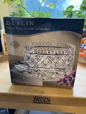 $39 • Buy Dublin Shannon By Godinger 3 Piece Crystal Salad Set New In Box