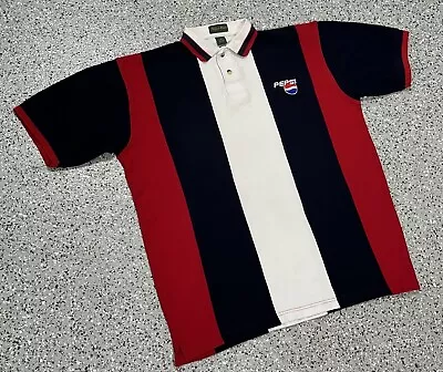 Vintage Pepsi Cola Tiger Hill Striped Golf Polo Shirt Heavyweight Cotton Mens XL • $19.95