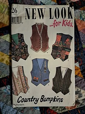 CHILD'S VEST/WAISTCOAT SEWING PATTERN - Sizes 7-12 - NEW LOOK For Kids No. 6126 • £4.99