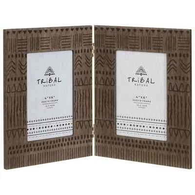 £9.49 • Buy 4 X 6  Wooden Folding Double Hinged Tribal Art 2 Picture Photo Frame Home Decor 