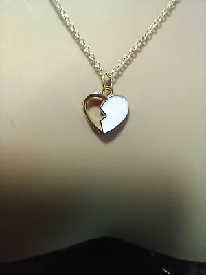 Half Pink Heart Gold Plated Necklace Necklace  New Free Pouch  Bpl 40 • £3.99