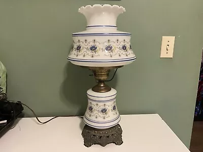 Vintage Quoizel Hurricane Lamp Abigail Adams Cornflower Blue White 21” • $95