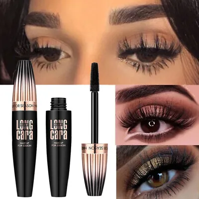 Black 4D Silk Fiber False Lash Mascara Waterproof Eyelash Extension Volume AU ✿ • $11.17