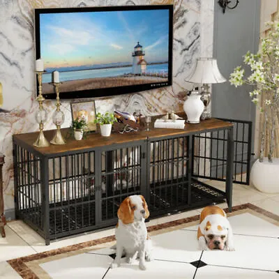 $329.90 • Buy X-Large Heavy Duty Dog Crate Kennel Cage TV Stand Wood End Side Table Furniture 