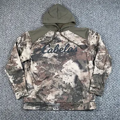 Cabela's Camouflage Hoodie Sweatshirt Adult Large Green Camo Script Logo • $22