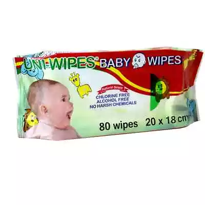 6 X UNI-Wipe Baby Wipes Natural Scent Perfume-Free 20*18cm 80 Wipes Resealable • $10.80