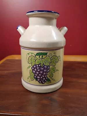 VINTAGE CERAMIC MILK CONTAINER WITH Grapes ON FRONT & WORD MILK ON BACK • $19.95