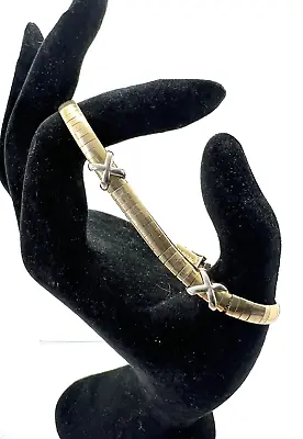 Vintage 14K Yellow And White Gold Omega Bracelet With X 7.5 Inch • $499.99