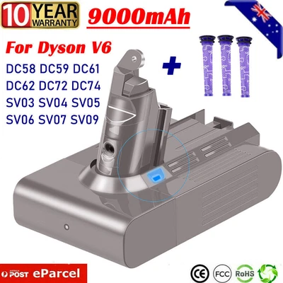 9000mAh Battery For Dyson V6 DC58 DC59 DC61 DC62 SV03 SV09 Animal Vacuum /Filter • $13.59