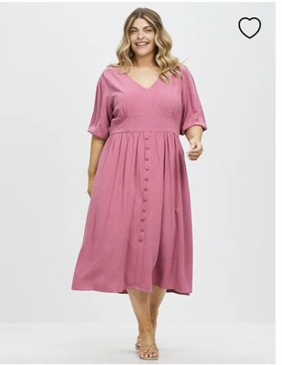 $25 • Buy Atmos Here Curvy Size 20 Pink V Neck Maxi Dress BNWT