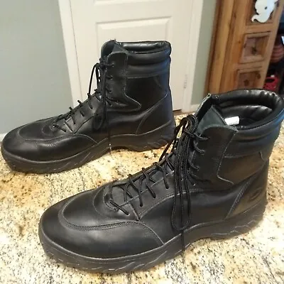 RARE OAKLEY SI BLACK LEATHER BOOTS Mens 14 Elite Special Forces Tactical Shoes • $175.12
