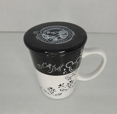 Disney Parks Mug With Lid Mickey Mouse Black & White 1 Cup Of Magic • $17.95