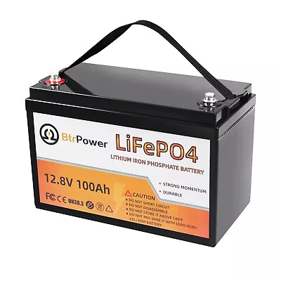 Btrpower 12V 100Ah LiFePO4 Lithium Battery For RV Marine Solar System 100A BMS • $199.99