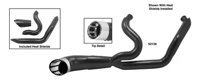 Black 2-1 Turn Out Exhaust For 95-16  Harley Touring FLHR FLT FLHX FLTR 92136 • $668.25