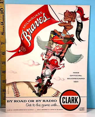 1958 Milwaukee Braves Baseball Program V Pirates: Unscored  HIGH GRADE🔥 • $39