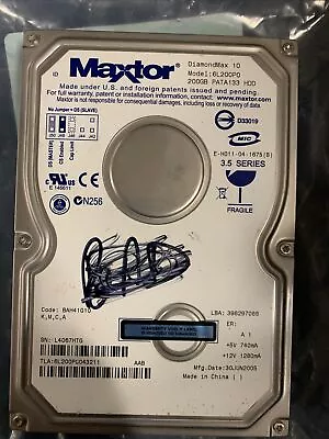 6L200P0 Code BAJ41G20 KMBA Maxtor 200GB IDE 3.5 Hard Drive • $40.50