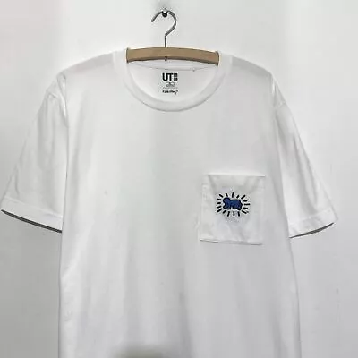 White Uniqlo Keith Haring Graphic Pocket T Shirt - XL • £15
