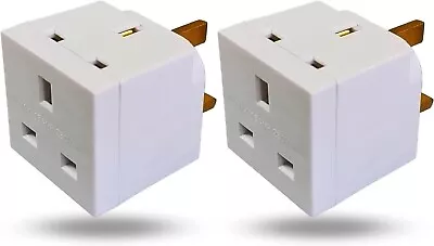 X2 2 Way 3 Pin Adapter Socket House Hold Multi Plug Uk Mains 13amp Double Socket • £4.91