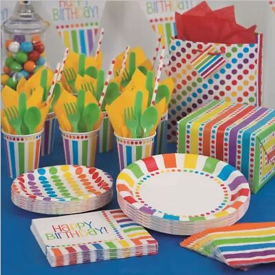 Rainbow Colourful Birthday Party Decorations Banner Tableware Supplies Balloons • £3.05