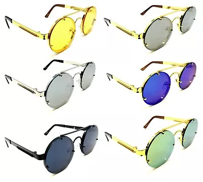 Round Classic Casual Aviator Sunglasses Circle Steampunk Retro Designer Fashion • $9.95