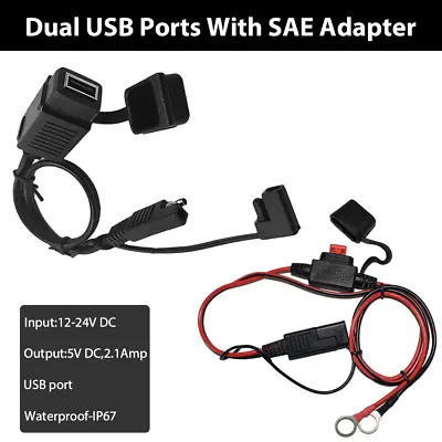 12V Motorcycle Adapter USB Fast Charging USB Charger SAE To USB For Motorbike • $16.82
