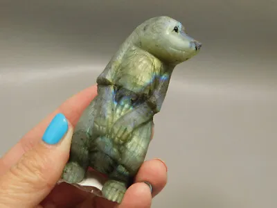 Meerkat Figurine Labradorite 3 Inch Gemstone Animal Carving #O399 • $220