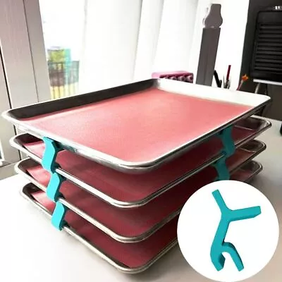 4/6/8/12 PCS Kitchen Tray Holder Pallet Rack Plastic Baking Sheet Stacker • £4.96