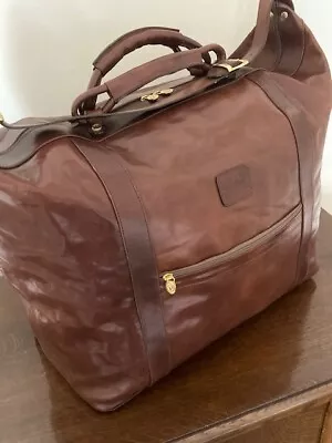 Vintage Valentina Italian Large Leather Holdall/weekend Travel Bag.  Used • £75