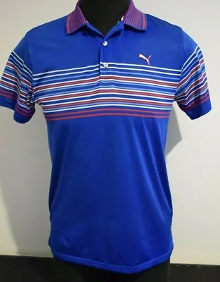 $25.90 • Buy Men's Puma Golf Tech Wrap Stripe Polo T-shirt - Blue;  Sz - US: M    UK: L - EC