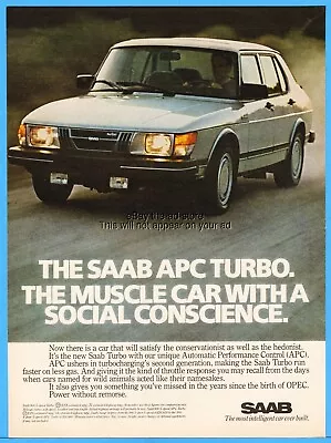 1982 Saab 900 Turbo APC Muscle Car With A Social Conscience Vintage Photo Ad • $12.14