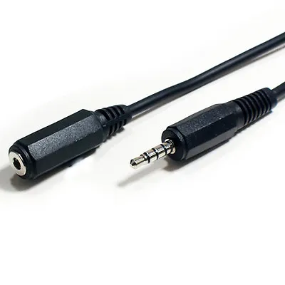 3m 3.5mm 4 Pole AUX Jack Plug To Female Socket Extension Cable IPhone Headphone • £5.99