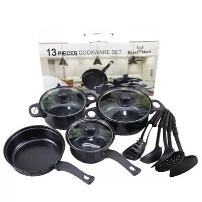 13pcs Cookware Set Pan Pot Non Stick Saucepans Frying Pan Cookware Set Glass Lid • £19.99