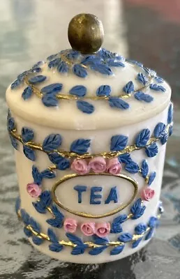 Tea Canister Trinket Box With Lid Pink Blue 3 In Hand Painted Dezine • $9.97
