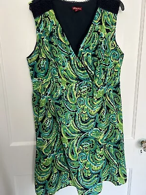 Merona Dress Size XXL Shades Of Green & Navy Blue Crochet Accents • $16.99