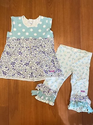 Girls Size 4-5 Naartjie Kids Tank Top Ruffle Leggings Summer Outfit Blue Purple • $20