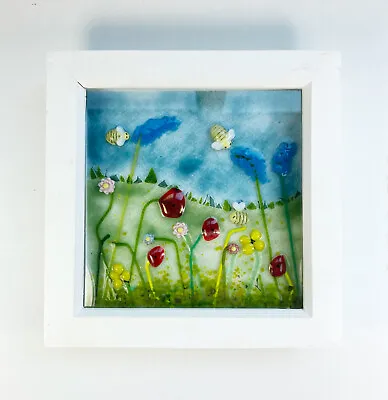 Kiln Fired Handmade Fused Glass Meadow Scene Wall Art  • £28